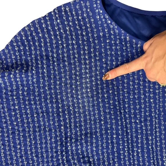 Free People Deep Sea Blue Purple Chrysallis Beaded Sequin Kaftan Mini Dress XS - Picture 8 of 16